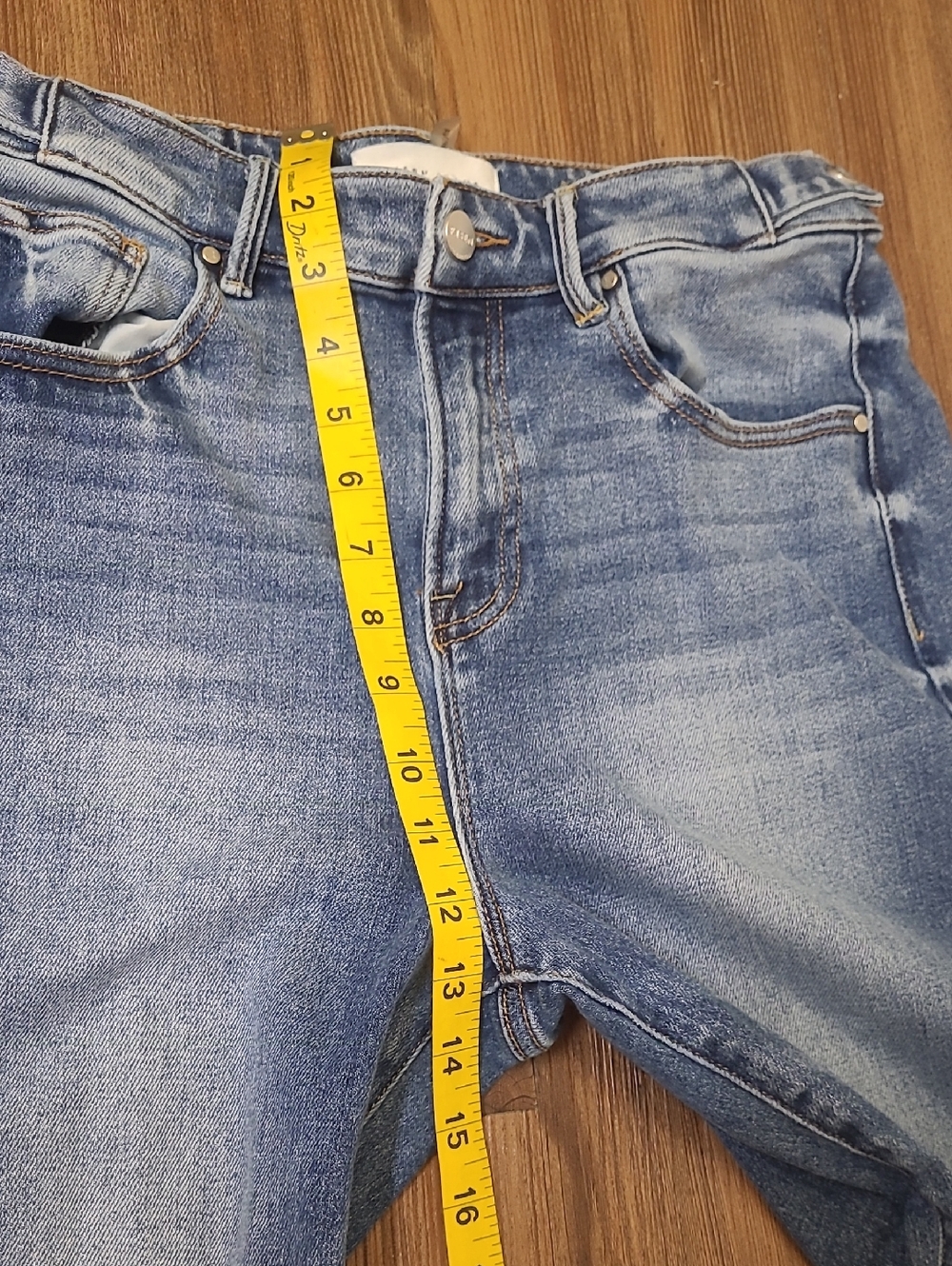 RISEN Straight Leg High-Rise Jeans in Distressed Blue61%cotton used good.9/29. - Picture 5 of 15